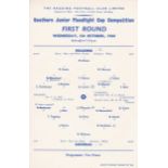 ARSENAL Official single sheet programme for the away Southern Junior Floodlight Cup match v. Reading