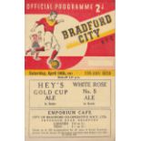 BRADFORD CITY - SCUNTHORPE 50-51 Bradford City home programme v Scunthorpe, 14/4/51, first season in