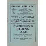 HALIFAX - GATESHEAD 1933 Halifax home programme v Gateshead, 4/2/1933, Division 3 North. Generally