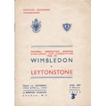 1947 AMATEUR CUP FINAL AT ARSENAL Official programme for Wimbledon v. Leytonstone in the Amateur Cup