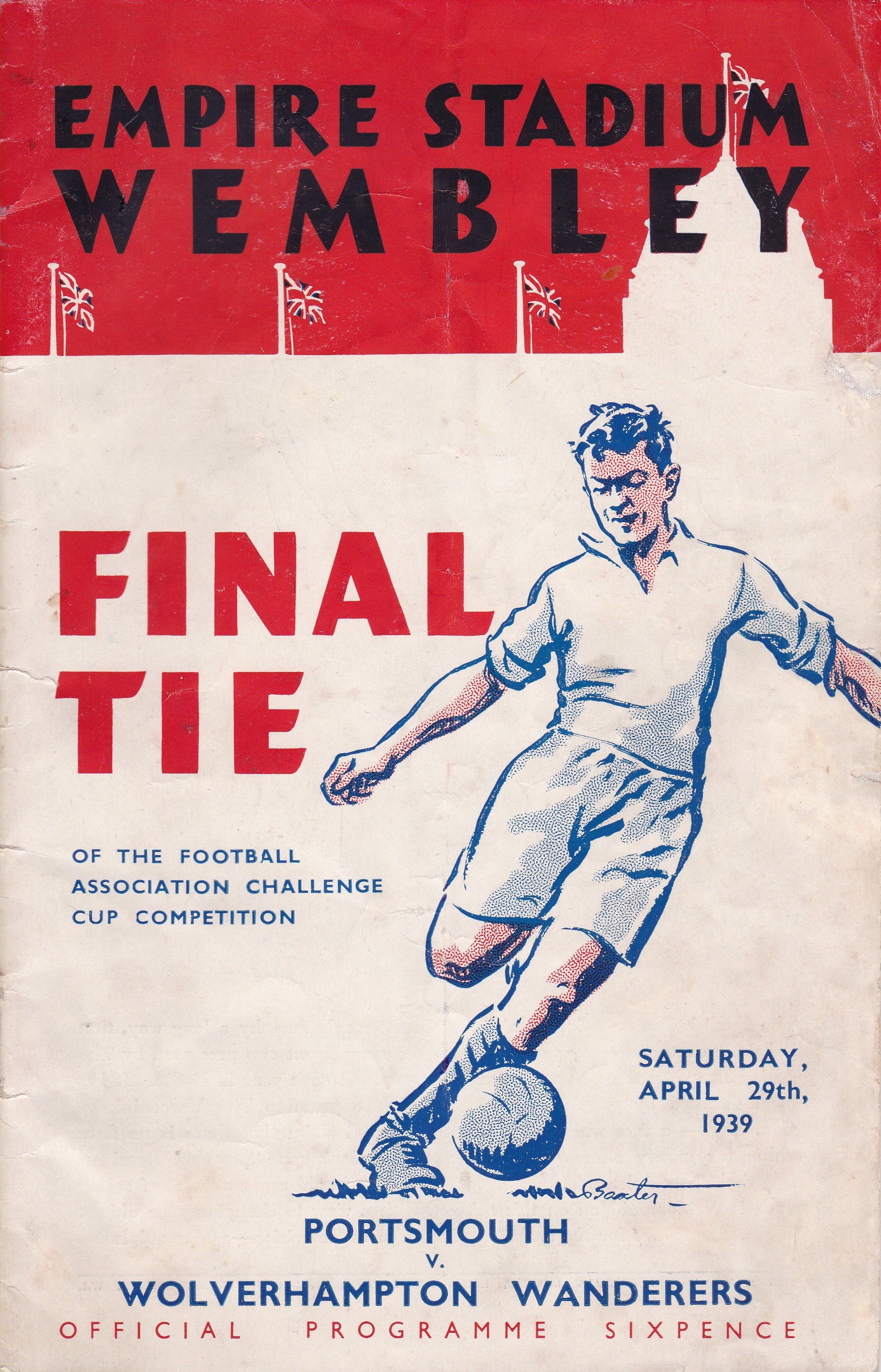 1939 FA CUP FINAL Official programme for Portsmouth v. Wolves, slightly creased and minor repairs. - Image 3 of 3