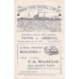 ARSENAL Programme for the away League match v. Grimsby Town 13/12/1947 in Arsenal's Championship