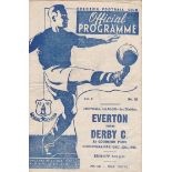 EVERTON Eight page fold-out programme for the home League match v. Derby County 25/12/1946,