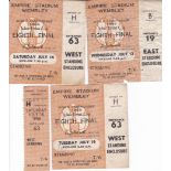 WORLD CUP 1966 - TICKETS Three Wembley tickets from the 1966, World Cup. France v Mexico 13 July (