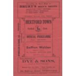 HERTFORD 1939 Hertford Town home programme v Saffron Walden 27/4/1939, some creases. Fair-