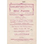 CHELMSFORD - GILLINGHAM 45 Chelmsford City home programme v Gillingham, 29/12/45, friendly, slight