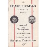 ARSENAL / SPURS / PALACE Programme Arsenal v Tottenham Chase Graham Charity Fund match at Crystal