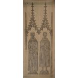 TWO ENGLISH BRASS TOMB RUBBINGS, 19TH CENTURY/EARLY 20TH CENTURY Wax crayon on paper, one