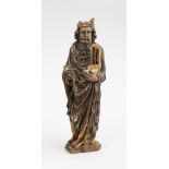EUROPEAN GOTHIC STYLE FIGURE OF KING DAVID Carved, painted and parcel-gilt, the crowned, bearded