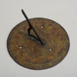 ENGLISH BRASS SUNDIAL Decorated with lion and unicorn, inscribed Dieu et mon droit" and "1749
