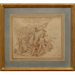 WILLIAM WESTALL (1781-1850): DEATH OF POSEIDON Pencil, ink and wash on paper laid down on paper,