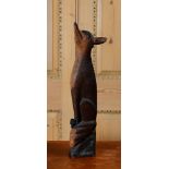 CARVED WALNUT MODEL OF A FOX 27 1/2 x 4 x 7 in.