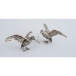 PAIR OF CONTINENTAL STERLING (925) SILVER FIGURES OF SNIPE Impressed 'IF & Son Ltd' and '925';