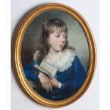ATTRIBUTED TO JOHN RUSSELL (1745-1806): PORTRAIT OF A YOUNG BOY Pastel on paper, unsigned. 23 1/2