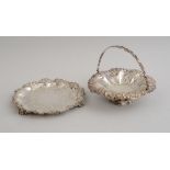 VICTORIAN SILVER FOOTED CAKE BASKET AND A VICTORIAN SILVER SALVER The basket, 'J.B.' over 'T.B.',