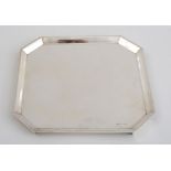 ENGLISH SILVER OCTAGONAL TRAY Maker's mark EV, Sheffield, 1964; with reeded overhang rim, plain