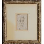 GERMAN SCHOOL: PORTRAIT OF A WOMAN Ink on paper, with various inscriptions on the reverse. 5 x 3 3/