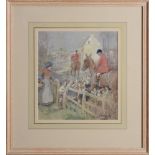 GEORGE DENHOLM ARMOUR (1864-1949): GOING TO THE MEET Watercolor and gouache on linen, signed 'G.D.