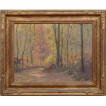 FRANK VIRGIL DUDLEY (1868-1957): INDIAN SUMMER Oil on canvas laid down on board, signed 'Frank V.