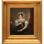 ENGLISH SCHOOL: PORTRAIT OF A LADY, SAID TO BE ANNE RICHARDSON Oil on tin, unsigned, with an