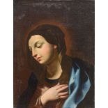 CONTINENTAL SCHOOL: MADONNA Oil on canvas, unsigned, lined. 26 x 19 1/2 in., unframed.