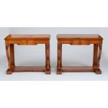 PAIR OF SWEDISH NEOCLASSICAL MAHOGANY CONSOLE TABLES, WITH PAPER LABEL A.J. SÖDERHOLM, ABO Each with