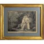 LAURE DE BRY: PORTRAIT OF A MOTHER AND TWO CHILDREN Chalk on paper, 1818, signed, 'Laure DeBry'