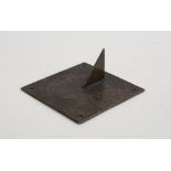 FRENCH SQUARE BRONZE SUNDIAL The plate inscribed 1594 in relief in French and with scroll work