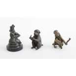 CAIN: FROG SERENADE Bronze, inscribed 'Cain', the from playing a lute with sheet music, 'Fleure du