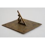 ENGLISH BRASS SUNDIAL The square plate engraved Sunny Hours 1693 with Roman numerals." 5 1/4 x 10