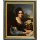 FRENCH SCHOOL: PORTRAIT OF A LADY, SAID TO BE MADAME DE RECAMIER Oil on canvas, unsigned, lined.