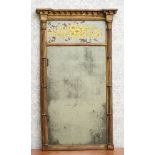 REGENCY GILTWOOD PIER MIRROR Rectangular frame inset with verre églomisé tablet above what appears