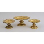 ASSEMBLED SILVER GILT THREE-PIECE COMPOTE SET Bearing marks London, 1761; Andrew Fogelberg and