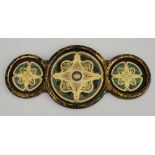 VICTORIAN GILT AND BLACK-PAINTED REVERSE PAINTING ON GLASS THREE-SECTION TRAY 24 1/2 x 11 1/4 in.