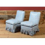 PAIR OF CHINTZ UPHOLSTERED SLIPPER CHAIRS 33 x 23 x 30 in.