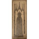 TWO ENLGISH BRASS TOMB RUBBINGS, 19TH CENTURY Wax crayon on paper, one depicting Alianore de