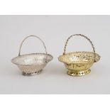 GEORGE III CRESTED SILVER SWEETMEAT BASKET AND A GEORGE III SILVER-GILT SWEETMEAT BASKET One