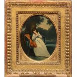 FRENCH SCHOOL: A LADY IN A WHITE DRESS Oil on metal, inscribed 'Angelica Kauffman 1770-1807' on