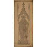 TWO ENGLISH BRASS TOMB RUBBINGS, 19TH CENTURY Wax crayon on paper, one depicting John Eastney