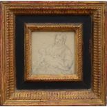 ITALIAN SCHOOL: MADONNA AND CHILD Pencil with white chalk highlights on blue/gray paper, unsigned. 4