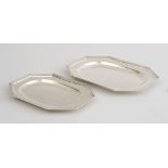 NEST OF FOUR BULGARI 950 SILVER CHAMFERED RECTANGULAR TRAYS Fully marked and dated 1969; with molded