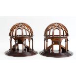 PAIR OF MAHOGANY ARCHITECTURAL MODELS, MODERN Each openwork, of half dome shape with an arcade of