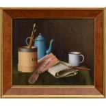 GERALD NORDEN (1912-2000): STILL LIFE WITH BLUE COFFEE POT; AND STRAWBERRIES AND CREAM Two oil on
