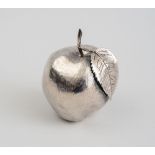 ENGLISH, SILVER APPLE-FORM PAPER WEIGHT BS for Bulgari, London, 1977, with textured surface. 3 5/8