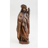 NETHERLANDISH GOTHIC STYLE CARVED OAK FIGURE OF ST. JAMES OF CAMPOSTELLA The standing cloaked figure