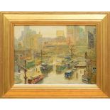 FRANCIS V. KUGHLER (1901-1970): COLUMBUS CIRCLE Oil on canvas laid down on board, signed 'Francis