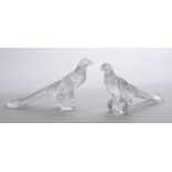 PAIR OF STEUBEN CUT-GLASS PHEASANTS Back inscribed 'Steuben'. 6 1/4 x 11 1/2 in.