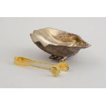 CONTINENTAL SILVERED METAL SHELL-FORM DISH AND A PAIR OF ITALIAN STERLING (925) SILVER-GILT ICE