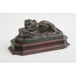 ANTOINE-LOUIS BARYE (1796-1875): TIGRE DÉVORANT UN GAVIAL Bronze, incised 'Barye' and dated '