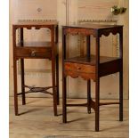 TWO GEORGE III MAHOGANY BEDSIDE TABLES Each fitted with a drawer. 31 3/4 x 14 x 13 3/4 in. and 31